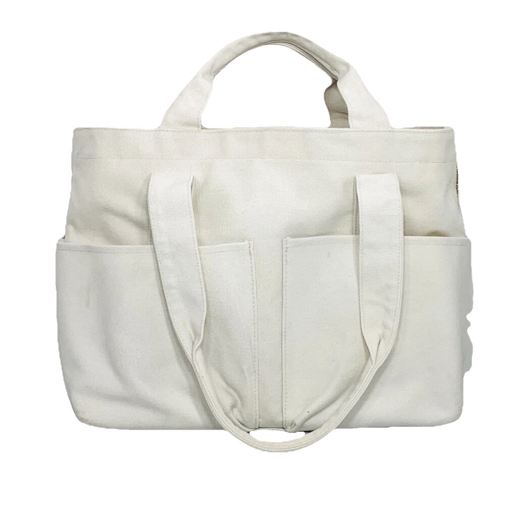 Dagne Dover Cream Canvas Shoulder Tote Bag